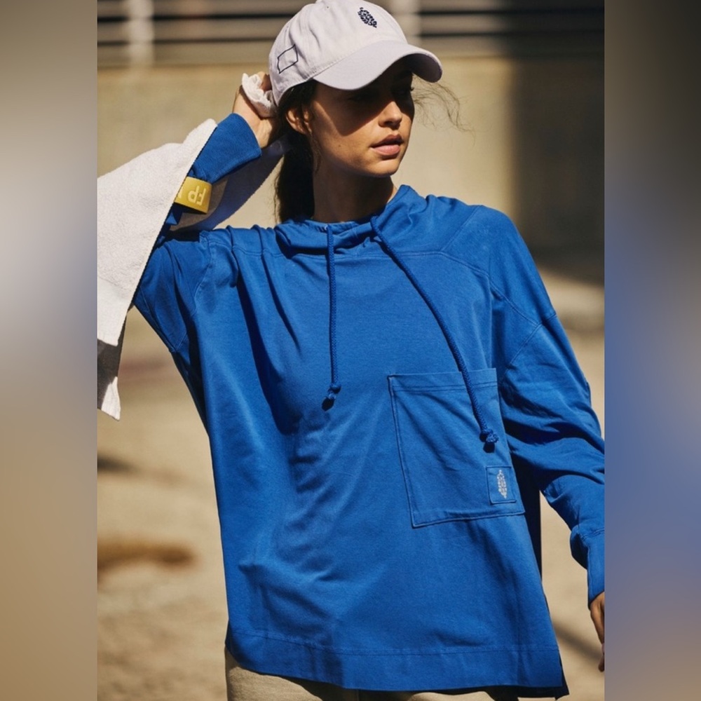 Free People Movement Hot Shot Hooded Layer in Blue